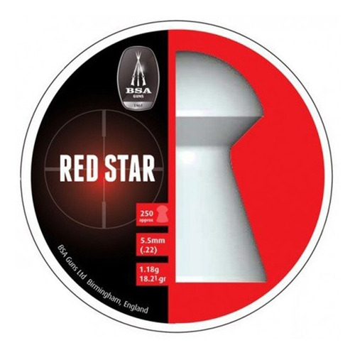 Imagen 4 de 10 de Balines Bsa Red Star 5.5 Lata X250 - Aire Comprimido Swat