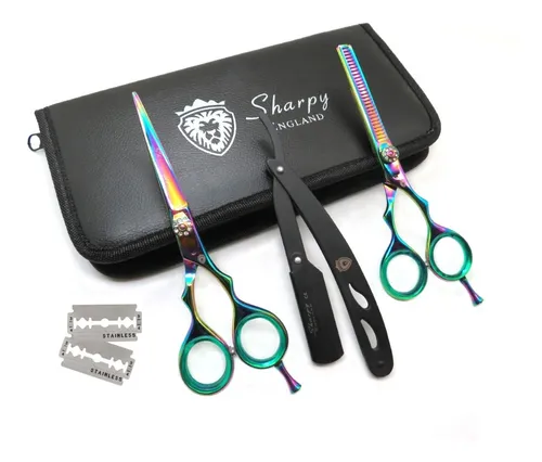 comprar Kit Tijera Corte Pulir 5.5  + Navaja+ Estuche #1108 - Sharpy