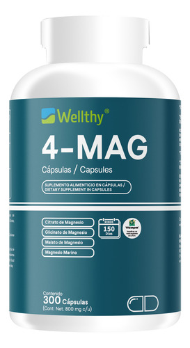 Wellthy 4-mag Cápsulas De Magnesio 150 Porcion Sabor Sin Sabor
