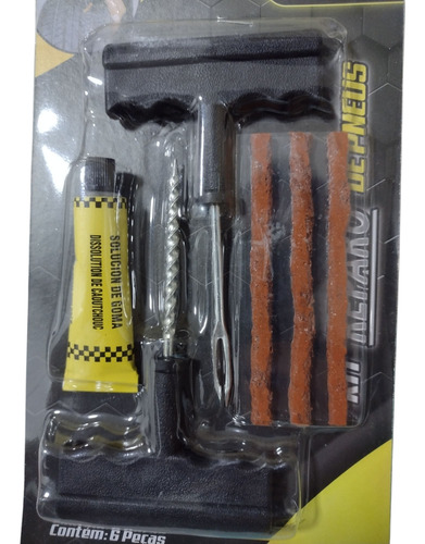 Kit Tapa Furo Pneus Carro Ou Moto Macarrão Cola + Ferramen