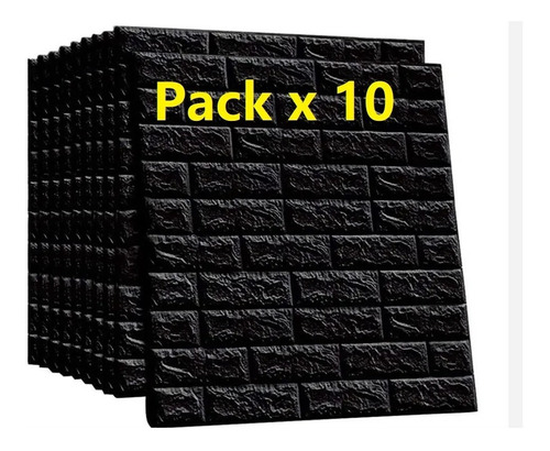 Revestimiento Pared Adhesivo Piedra Negro Pack X 10 Placas