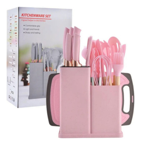 Set 19 Juegos Utensilios De Cocina De Silicona Con Soporte