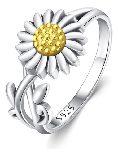 Anillo De Cruz De Girasol De Plata De 925 Con Texto En Ingls