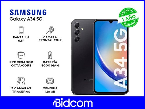 Celular Samsung Galaxy A34 5g 6gb De Ram + 128 Gb Bidcom