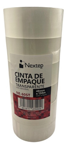 Cinta Empaque Nextep Uso General 48mm X 150 Mts C/6 Color Transparente Liso
