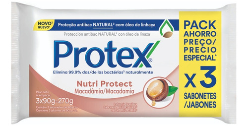 Jabón En Barra Protex Nutri-protect Pro-hidrata 3 X 90g