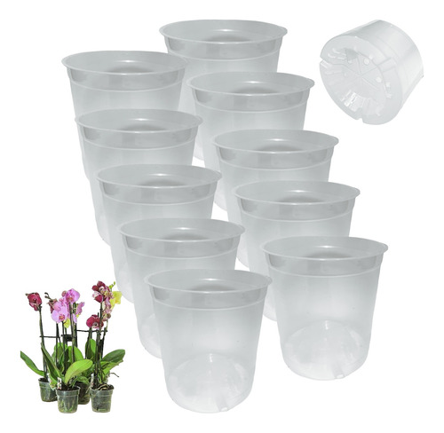 10 Vasos Plastico 10cm Para Orquidea Transparente Promoção