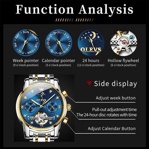 Reloj De Moda Mecánico Clásico Olevs Tourbillon