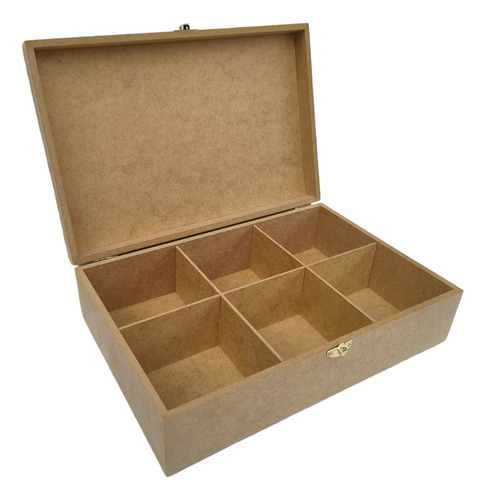 Caixa 30x20x8 Com  Divisorias E Dobradiça Lisa - Mdf Madeira