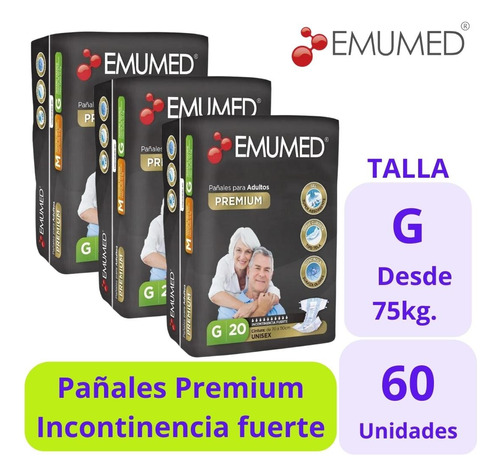 Emumed Pañal Premium Talla G 3x20uds