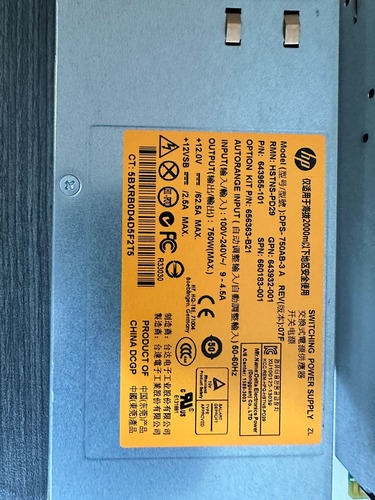 Fuente De Alimentación Hp Platinum Plus De 750 W 656363-b21 (Usado)