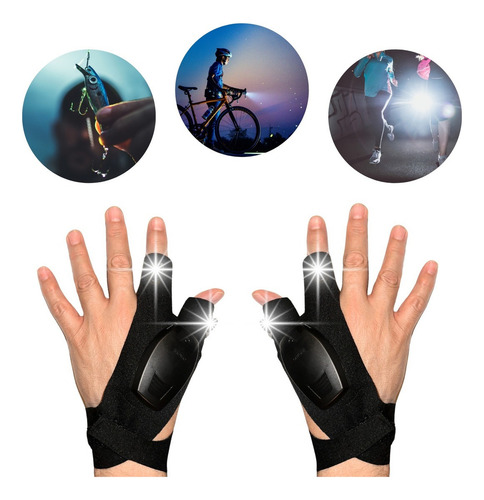 1par Guantes Con Luz Led Recargable Seguridad Nocturna