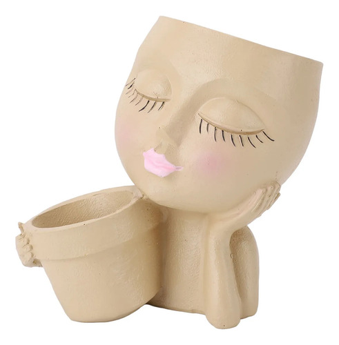 Maceta De Resina Con Forma De Cara, Resistente A La Decolora