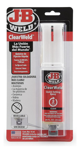 Jb Weld Adhesivo Epoxico Clearweld Madera Vidrio Tela 25ml