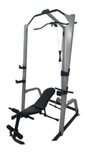 Rack Banca Polea Alta Y Baja Aparato Gimnasio Multifuncional Color de la estructura Gris oscuro Color del tapizado Negro