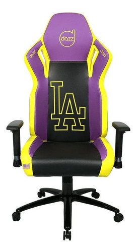 Cadeira Gamer Los Angeles Roxo E Amarelo Até 100kg Dazz