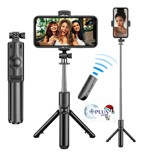 Imagen 1 de 2 de Tripode Stick Selfie Con Control Altura Ajustable Monopod Bt