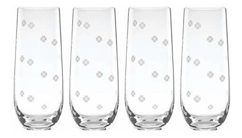 Kate Spade New York Spade Clover 4-piece Stemless Flute Set,