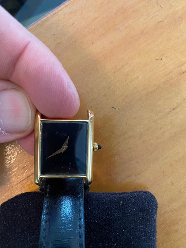 Reloj Must Cartier Tank Bañado En Oro Negro Dorado Oscuro Negro (Usado)