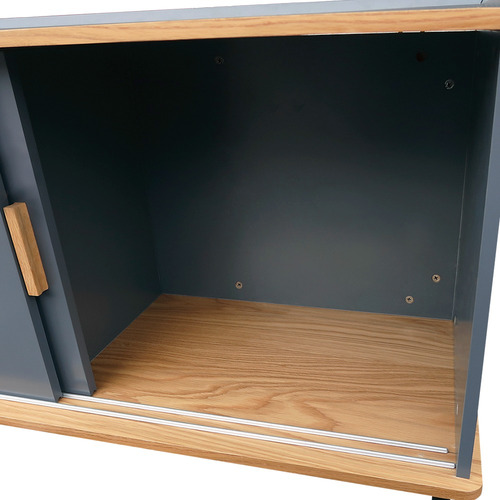 Aparador Estilo Nórdico Puertas Correderas Madera Y Hierro Gris Oscuro