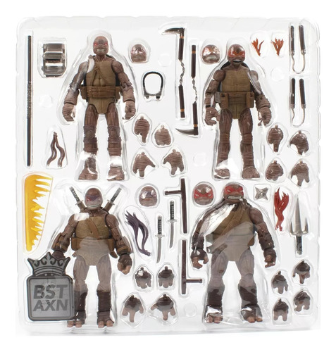 Teenage Mutant Ninja Turtles Pack 4 Figuras Tmnt Bst Axn