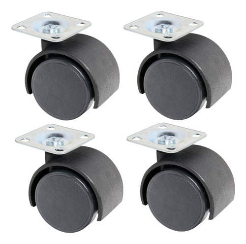 4 Ruedas Giratorias 50mm Con Base Para Mueble Mesa