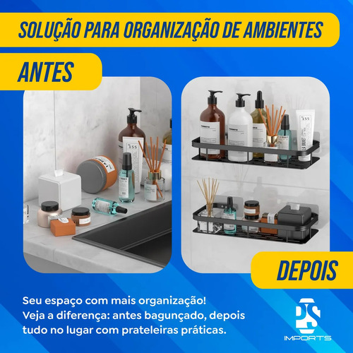 Kit 2 Suporte Porta Shampoo Sabonete Banheiro Adesivo Parede