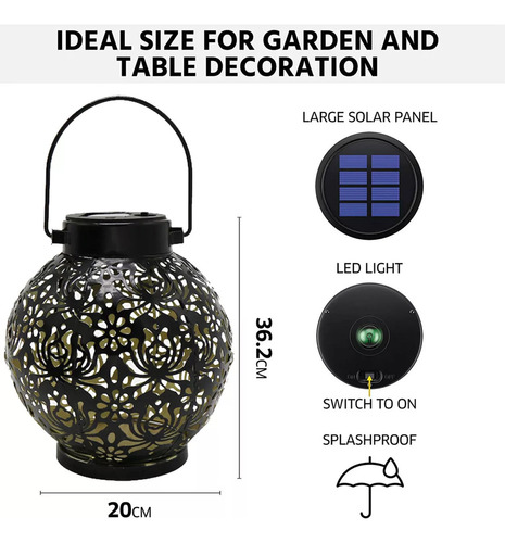 Linterna Led De Jardín, Luz Decorativa Suspendida Para Exter