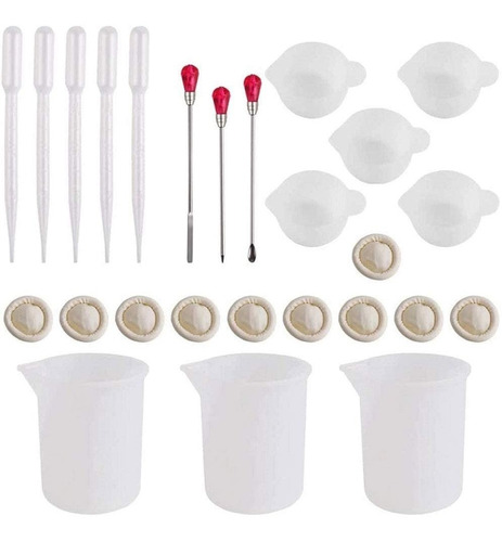 Kit Herramientas Inicio Resina Epoxy Vaso Silicona Pipetas +