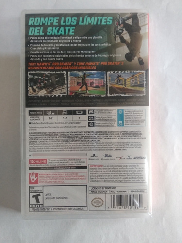 Imagen 3 de 5 de Tony Hawk's Pro Skater 1 + 2 Nintendo Switch Juego Sellado