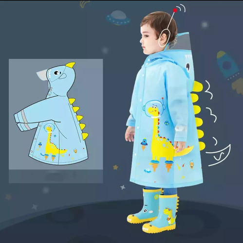 Capa Impermeable Dinosaurio Lluvia Infantil Kids Niño Escola