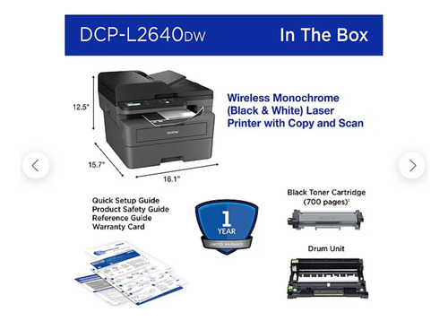 Impresora multifunción monocromática Brother DCP DCP-L2640DW con wifi 127V