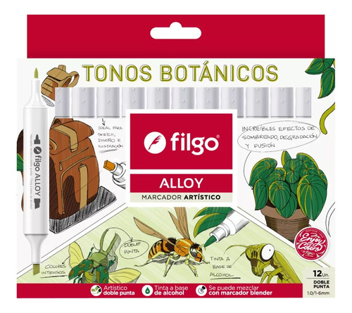 Marcadores Artisticos Tonos Botanicos Filgo Alloy Caja X12u