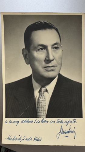 Fotografía Dedicada Juan Domingo Perón Madrid 1962 (Usado)