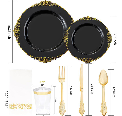 Gv Vajilla Plástico Fiesta Platos Desechables Reutilizable