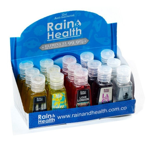 Imagen 1 de 6 de ¡ Kit 15 Gel Antibacterial Rain Health Limpia Desinfecta !!