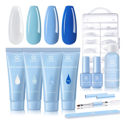 Makartt Kit De Gel De Uñas De Poli Azul, Gel Duro De 4 Col.