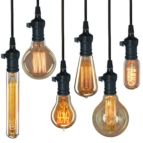 Imagem 6 de 7 de 5x Luminária Pendente Interruptor + Lâmpada Vintage Retrô