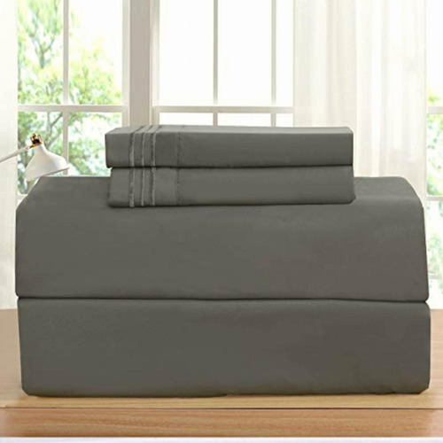 Elegant Comfort Fundas De Almohada 2 Pzs, Gris, King Size, 1 Color Gris Liso