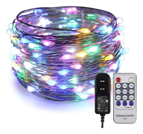 Er Chen Luz De Navidad Enchufe, 33 Pies / 10m 100 Led De Pla