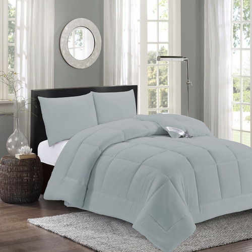 Acolchado Edredón Ecológico Piel De Durazno King Gris