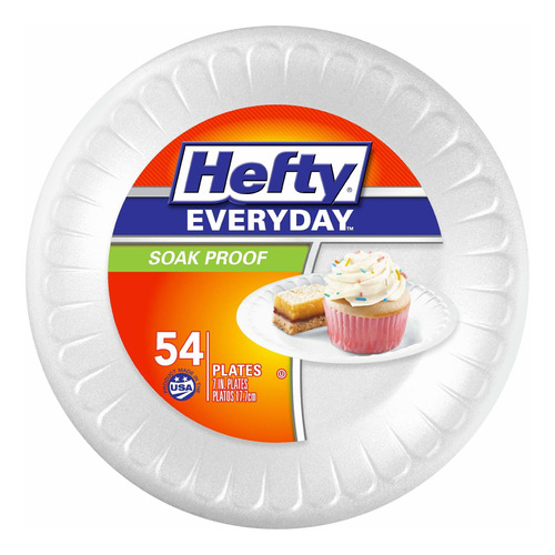 Hefty Everyday Foam Snack Platos Blanco 54 Unidades (paquete