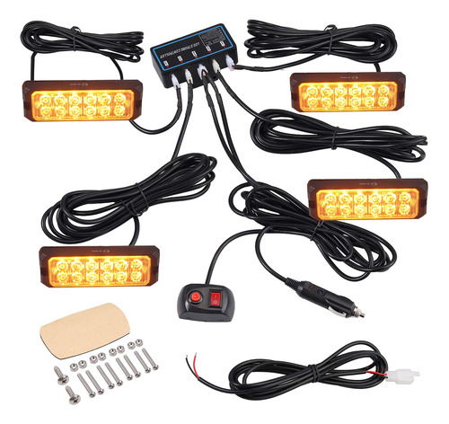 Eypins Luz Baliza Led Barra Intermitente Estroboscopica 4 X