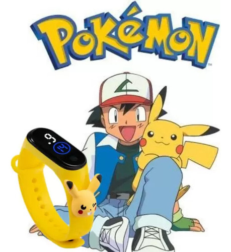 Relógio De Led Infantil Prova D'água Pokémon Pikachu