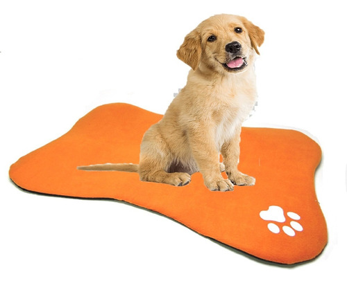 Cama En Forma De Hueso Para Mascotas. Color Naranja