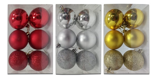 Imagen 2 de 3 de Bolas De Navidad 8cm Adornos Navideños Surtidos Deco Pettish