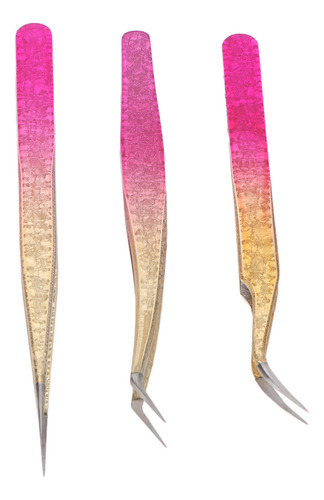 Pinça De Unhas Retas, 3 Peças, Pinça Artística, Curva De Aço