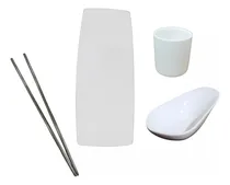 Comprar Set Sushi Ceramica Plato Palillos Sake Salsero X4pz Bazar