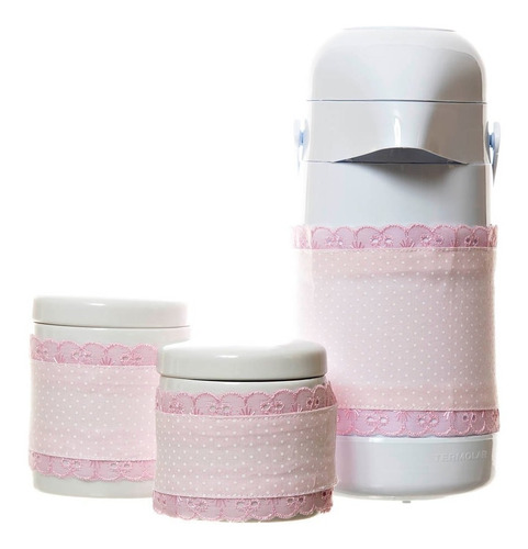 Kit Higiene Potes Garrafa Porcelana Rosa Bebê Infantil Lilás