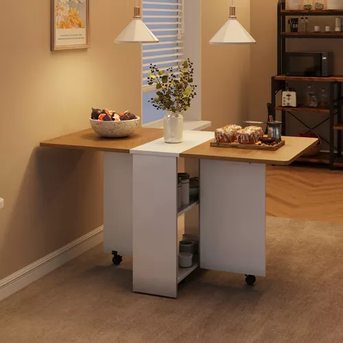 Mesa de comedor plegable móvil para espacios pequeños, mesa de comedor  plegable de cocina con ruedas para comedor, escritorio de oficina, mesa de
